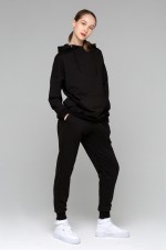  Flight suit joggers hoodies black XS-38-40-Woman-(Женский)    Летний женский спортивный костюм черный: худи с рукавом оверсайз и брюки джоггеры 