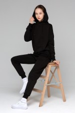 Летний женский спортивный костюм черный: худи с рукавом оверсайз и брюки джоггеры   Магазин Толстовок Летние костюмы: тонкая худи и джоггеры ЖЕНСКИЕ