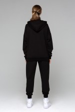 Летний женский спортивный костюм черный: худи с рукавом оверсайз и брюки джоггеры   Магазин Толстовок Летние костюмы: тонкая худи и джоггеры ЖЕНСКИЕ