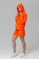 Летний костюм трикотажный неоновый оранжевый: худи на молнии с рукавом оверсайз и шорты с высокой талией    Магазин Толстовок Летние костюмы: тонкая худи и шорты 