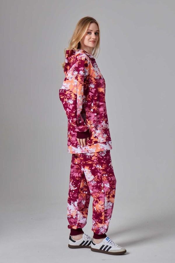 Костюм на лето яркий с принтом акварель оверсайз худи с капюшоном и джоггеры   Магазин Толстовок Спортивные костюмы