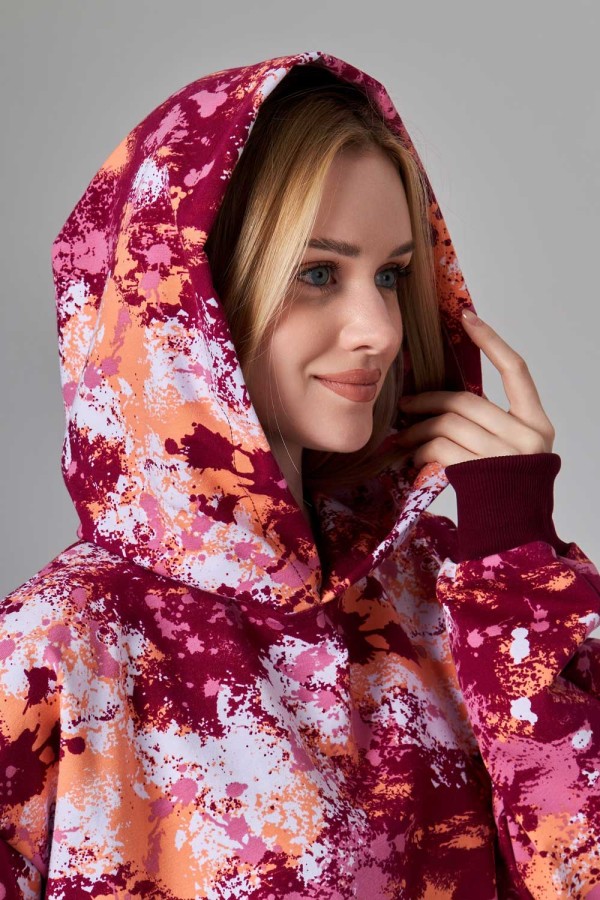 Костюм на лето яркий с принтом акварель оверсайз худи с капюшоном и джоггеры   Магазин Толстовок Спортивные костюмы