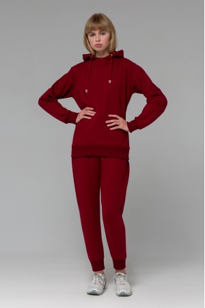 Женский Бордовый спортивный костюм на лето: худи и джоггеры