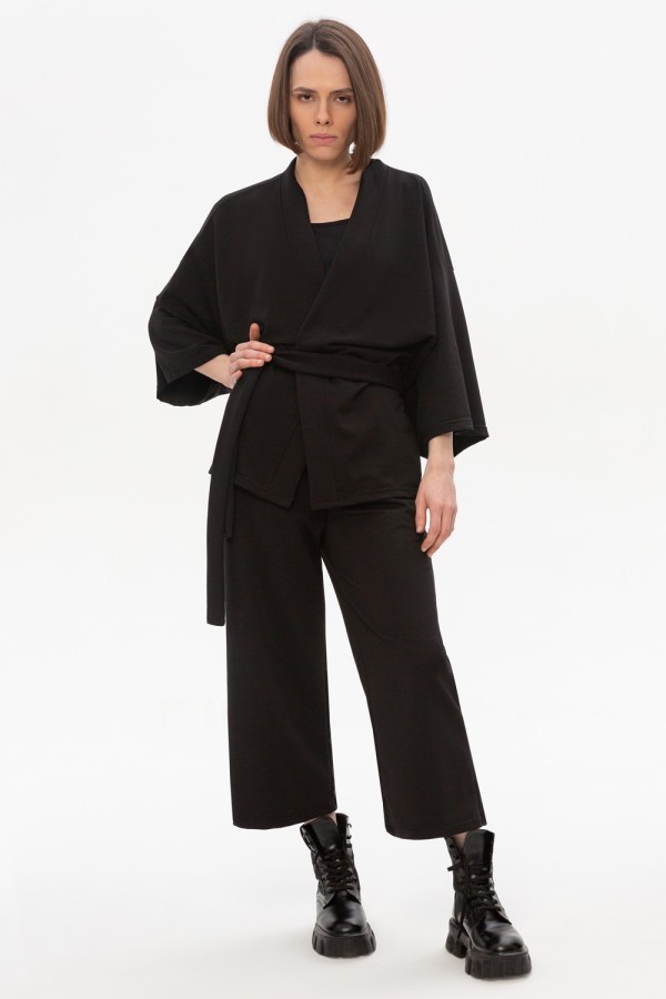  Woman Suit Culottes and Kimono Black L-44-46-Woman-(Женский)    Костюм с кюлотами и жакетом кимоно черный | Suit Woman Summer Culottes and Kimono black 