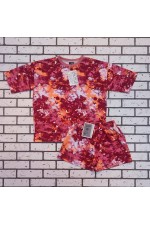 Летний яркий костюм: футболка оверсайз и шорты с высокой талией с принтом акварель   Магазин Толстовок Летний костюм: футболка оверсайз и шорты