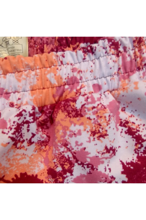 Летний яркий костюм: футболка оверсайз и шорты с высокой талией с принтом акварель   Магазин Толстовок Летний костюм: футболка оверсайз и шорты