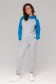  Sport Suit Summer Blue Gray XS-38-40-Woman-(Женский)    Женский спортивный костюм: серая худи реглан с бирюзовым рукавом и серые брюки 