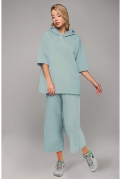 Летний костюм женский с кюлотами и футболкой с капюшоном Roxy цвет ниагара Летний костюм женский с кюлотами и футболкой с капюшоном Roxy цвет ниагара