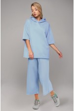  Woman suit T-shirt Roxy cullotes sky blue L-44-46-Woman-(Женский)    Летний костюм женский с кюлотами и футболкой с капюшоном Roxy небесно голубой 