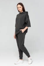 Костюм Оверсайз на лето - футболка с капюшоном и джоггеры цвет Антрацит   Магазин Толстовок Спортивные костюмы