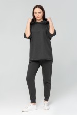 Костюм Оверсайз на лето - футболка с капюшоном и джоггеры цвет Антрацит   Магазин Толстовок Спортивные костюмы