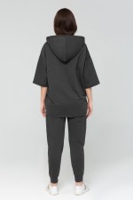 Костюм Оверсайз на лето - футболка с капюшоном и джоггеры цвет Антрацит   Магазин Толстовок Спортивные костюмы