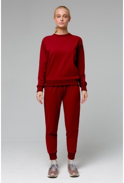 Женский Бордовый спортивный костюм: Бордовый свитшот и Бордовые брюки