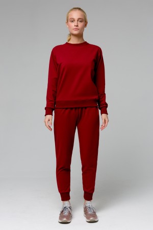 Женский Бордовый спортивный костюм: свитшот и брюки
