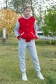  Женский спорткостюм: красный бомбер и серые брюки XL-46-48-Woman-(Женский)    Женский спортивный костюм: красный бомбер и серые брюки 