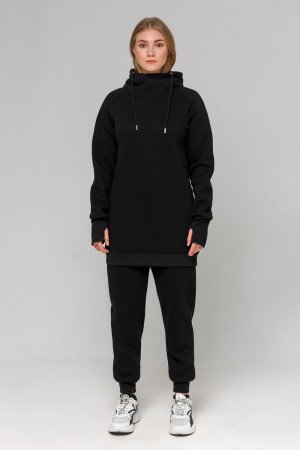 Cпортивный костюм женский утепленный: удлиненная худи и джоггеры