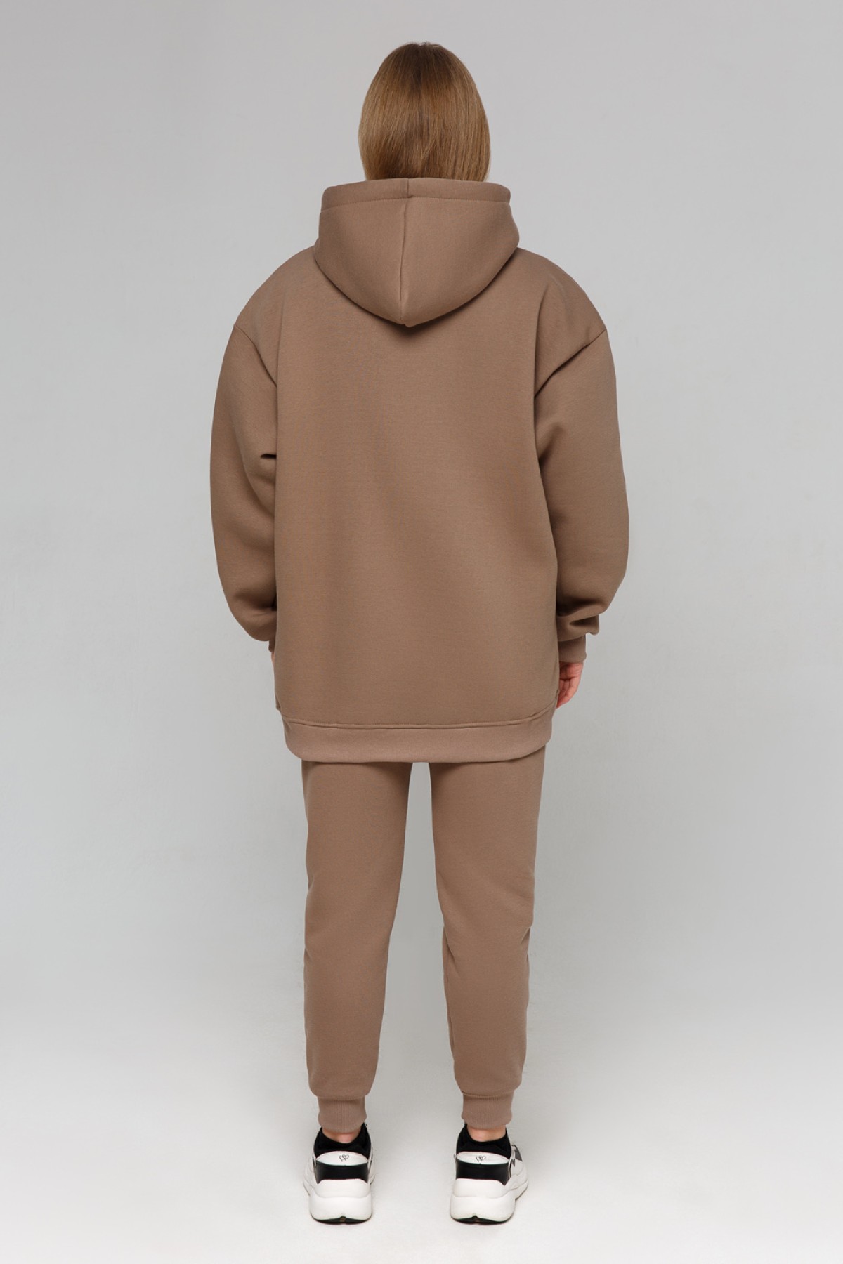 Кофейный спортивный костюм оверсайз утепленный: худи oversize и брюки джоггеры — фото 5