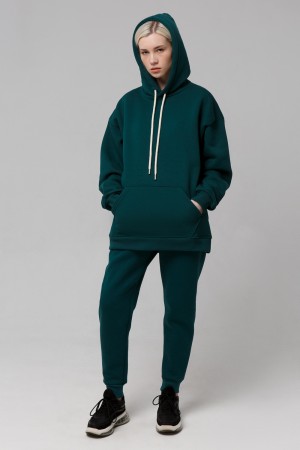 Спортивный костюм оверсайз утепленный цвет морская глубина: худи oversize и брюки джоггеры