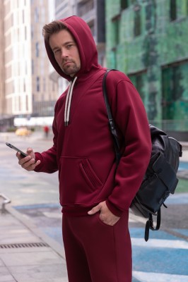 Купить костюм мужской с зип худи и спортивными штанами на зиму, цвет бордовый.Пошив под заказ