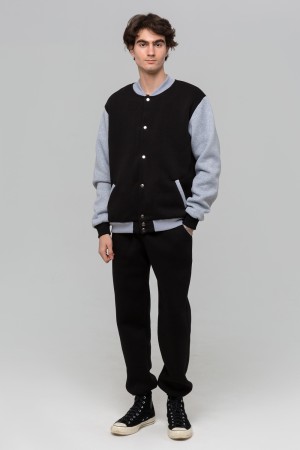 Мужской спортивный костюм: черный бомбер и черные брюки