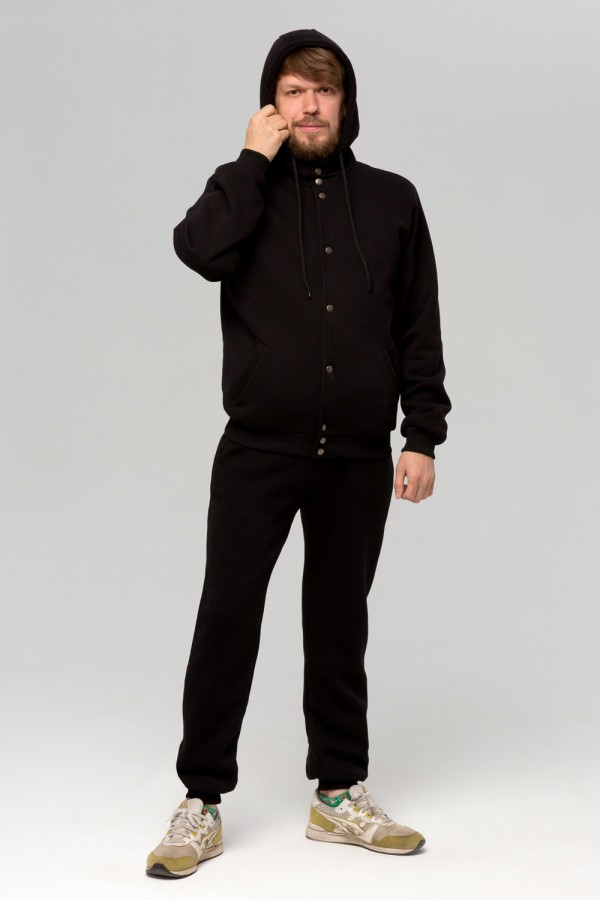 Мужской спортивный костюм: черный бомбер c капюшоном и черные брюки   Магазин Толстовок Мужские спортивные костюмы