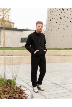 Мужской зимний спортивный костюм черный : Олимпийка + брюки спортивные