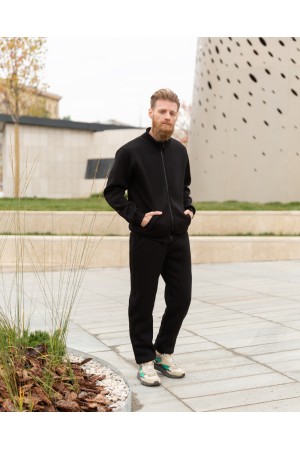 Мужской зимний спортивный костюм черный : Олимпийка + брюки спортивные