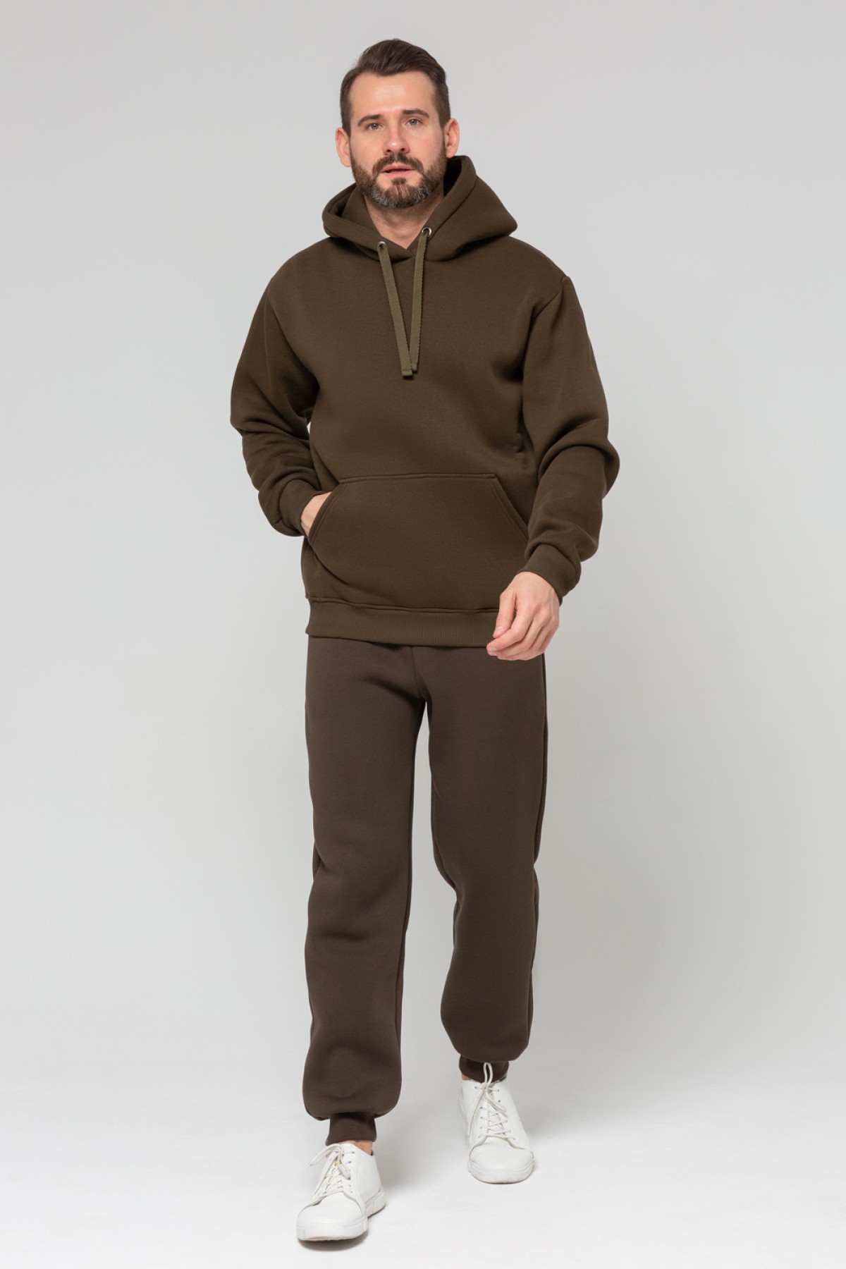 Спортивный костюм хаки худи и брюки премиум утепленные | Premium tracksuit khaki color — фото 3