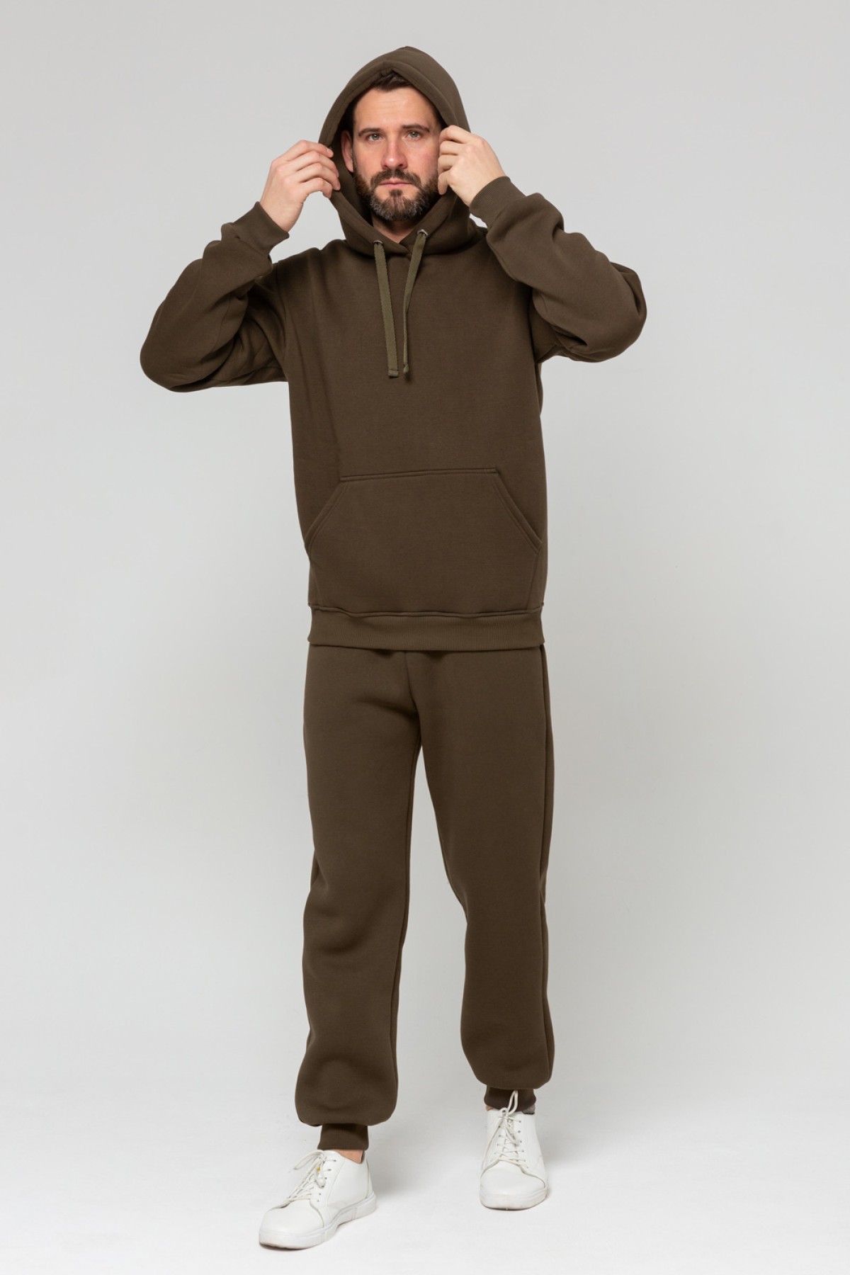Спортивный костюм хаки худи и брюки премиум утепленные | Premium tracksuit khaki color — фото 2