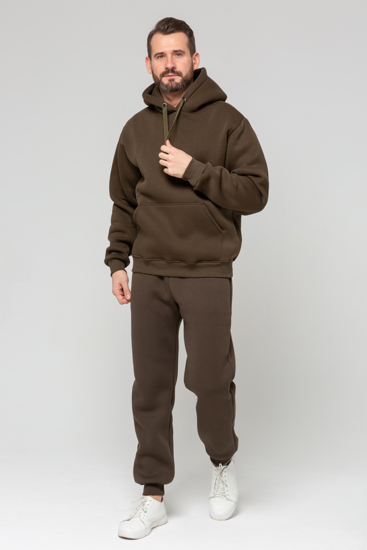 Спортивный костюм хаки худи и брюки премиум утепленные | Premium tracksuit khaki color — фото 4