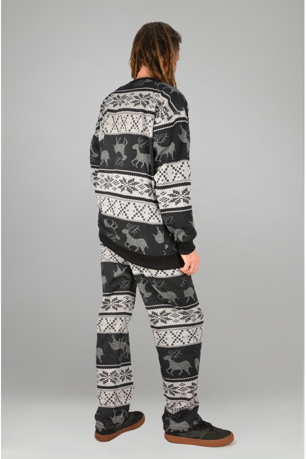 мужской спортивный костюм оверсайз утепленный: свитшот и брюки с оленем новогодний купить в москве