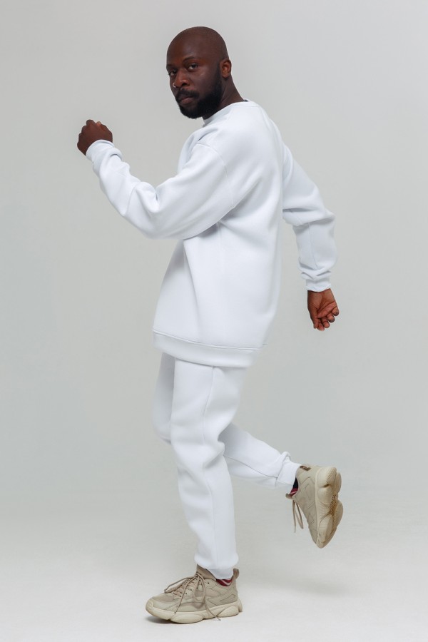 Белый мужской спортивный костюм оверсайз утепленный: свитшот и брюки   Магазин Толстовок Все худи толстовки свитшоты больших размеров