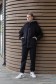  Sport suit OVERSIZE BLACK Zipper 4XL-58-Unisex-(Мужской)    Черный спортивный костюм Оверсайз на молнии мужской утепленный 