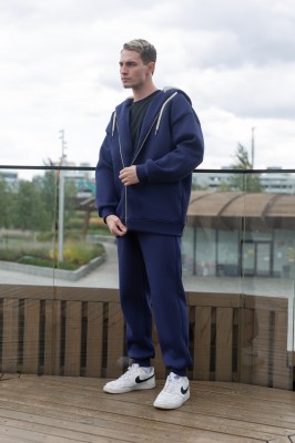 Зип худи оверсайз с начесом на молнии и спорт брюки - теплый костюм на зиму. Купить оптом в Москве