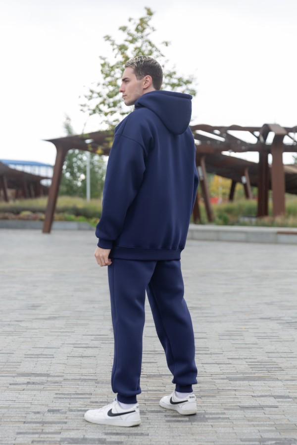 Темно синий спортивный костюм Оверсайз на молнии мужской утепленный   Магазин Толстовок Спортивный костюм: оверсайз и джоггеры