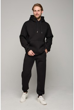 Спортивный костюм черный худи и брюки премиум утепленные | Premium tracksuit Black color