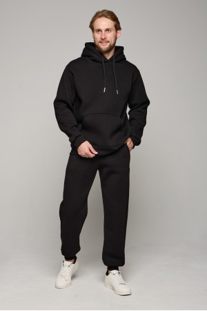 Спортивный костюм черный худи и брюки премиум утепленные | Premium tracksuit Black color
