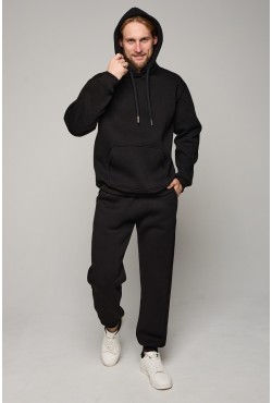 Спортивный костюм черный худи и брюки премиум утепленные | Premium tracksuit Black color