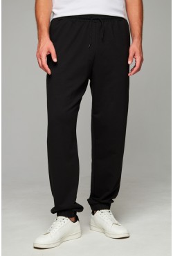 Черные мужские спортивные брюки трикотажные на лето Черные мужские спортивные брюки трикотажные на лето