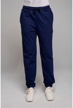 Темно-синие женские спортивные брюки трикотажные на лето