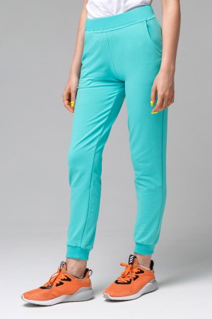 Мятные женские спортивные брюки трикотажные на лето