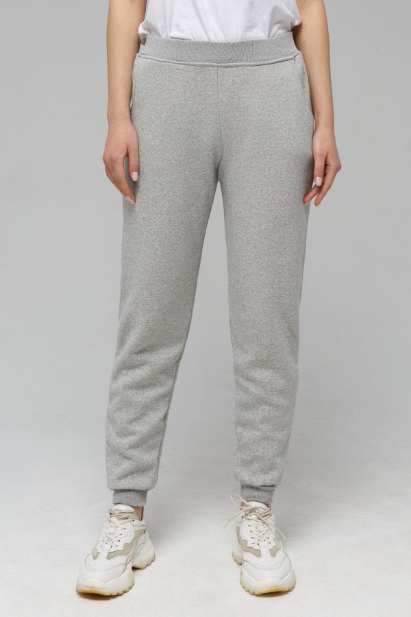  Sweatpants Gray Melange XS-38-40-Woman-(Женский)    Серые женские спортивные брюки с начесом 320гр без шнуровки 