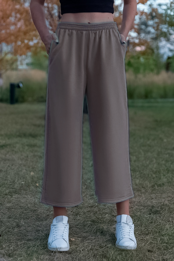 Culottes cocoa 320 XS-38-40-Woman-(Женский)    Теплые брюки кюлоты женские цвет какао демисезон 