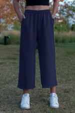  Culottes navy 320 XS-38-40-Woman-(Женский)    Теплые брюки кюлоты женские темно-синие демисезон 