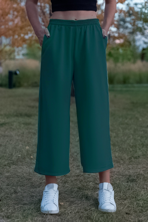 Теплые брюки кюлоты женские цвет морская глубина демисезон