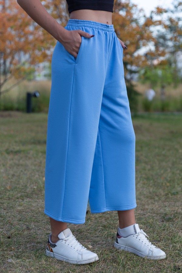  Culottes blue XL-46-48-Woman-(Женский)    Брюки кюлоты женские голубые Деми-сезон 