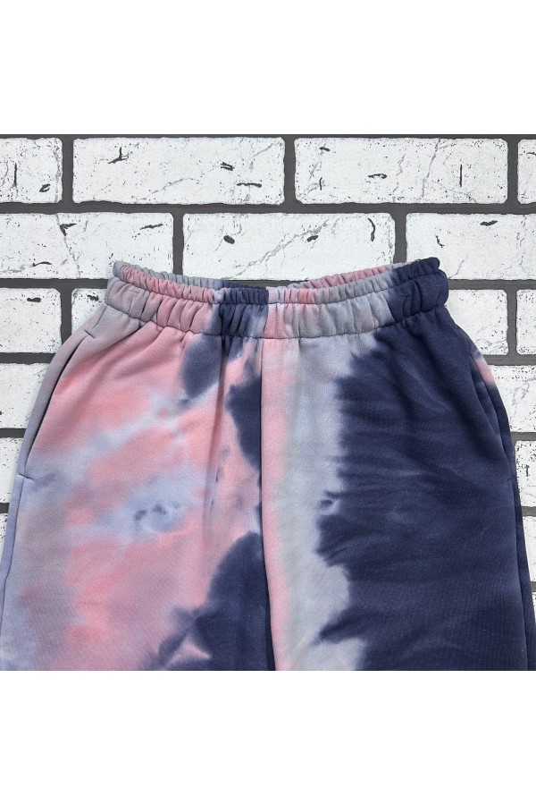 высокие кюлоты плотные женские брюки кюлоты в расцветке тай дай tie die разноцветные яркие