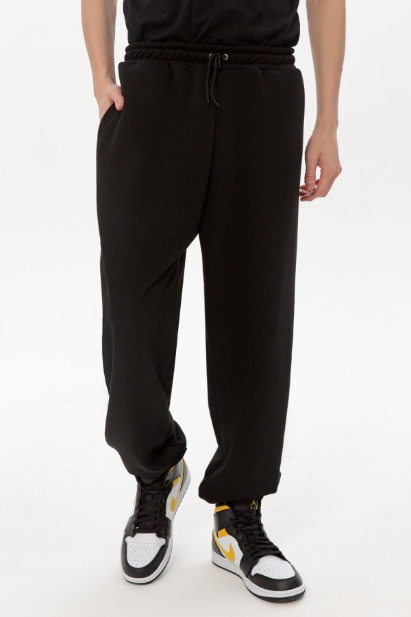  Man black trousers demi season  L-50-Unisex-(Мужской)    Мужские спортивные брюки черные демисезонные 320 гр/м 
