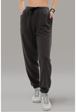 Женские спортивные брюки демисезонные графитовые (темно-серые)