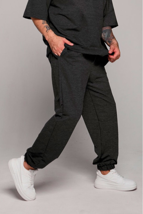  Man sports pants summer dark grey anthracite S-46-Unisex-(Мужской)    Мужские спортивные брюки летние тёмно-серые меланж оттенок антрацит 